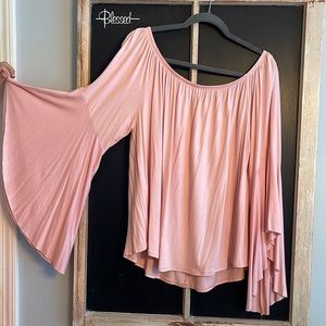 Peach colored long sleeve blouse- size 2x